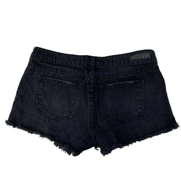 Cut Off Jean Shorts Black Denim Distressed BP Size 28 Waist Mid Rise Festival - Picture 4 of 6